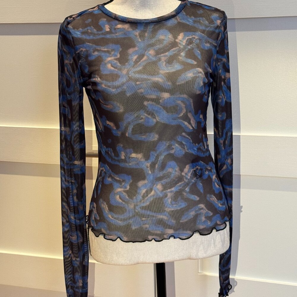 Noisy May - Babylock Hem Top - Sheer long sleeve top with swirly pattern